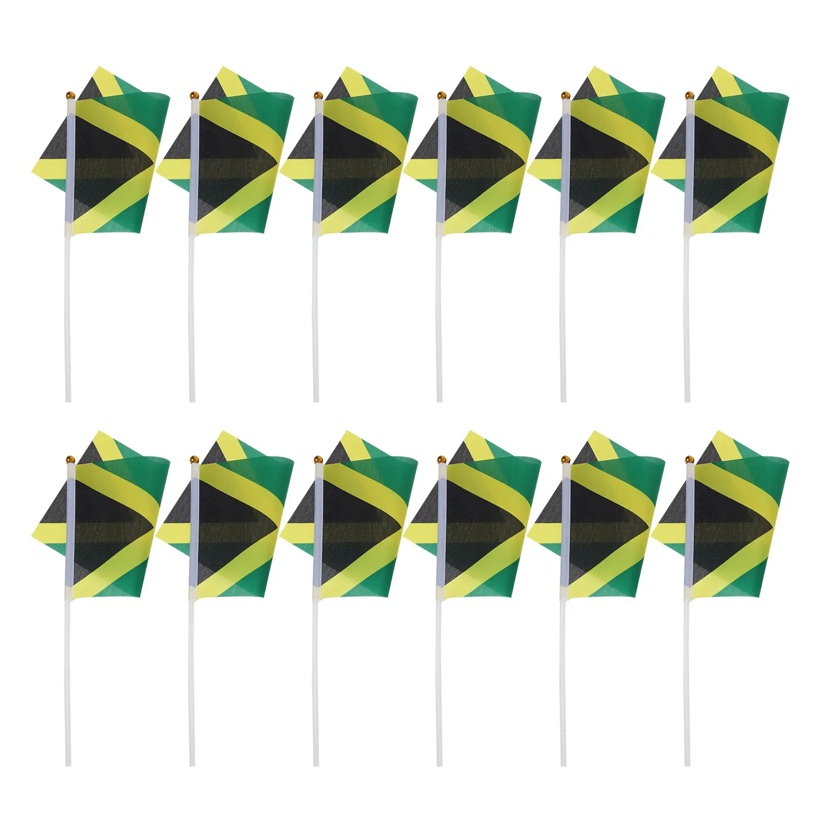 100 Banderas Pequeñas de Jamaica con Palo para Sostener en la Mano, Artículos para Fiestas Jamaicanas, Banderas de Jamaica para Festivales