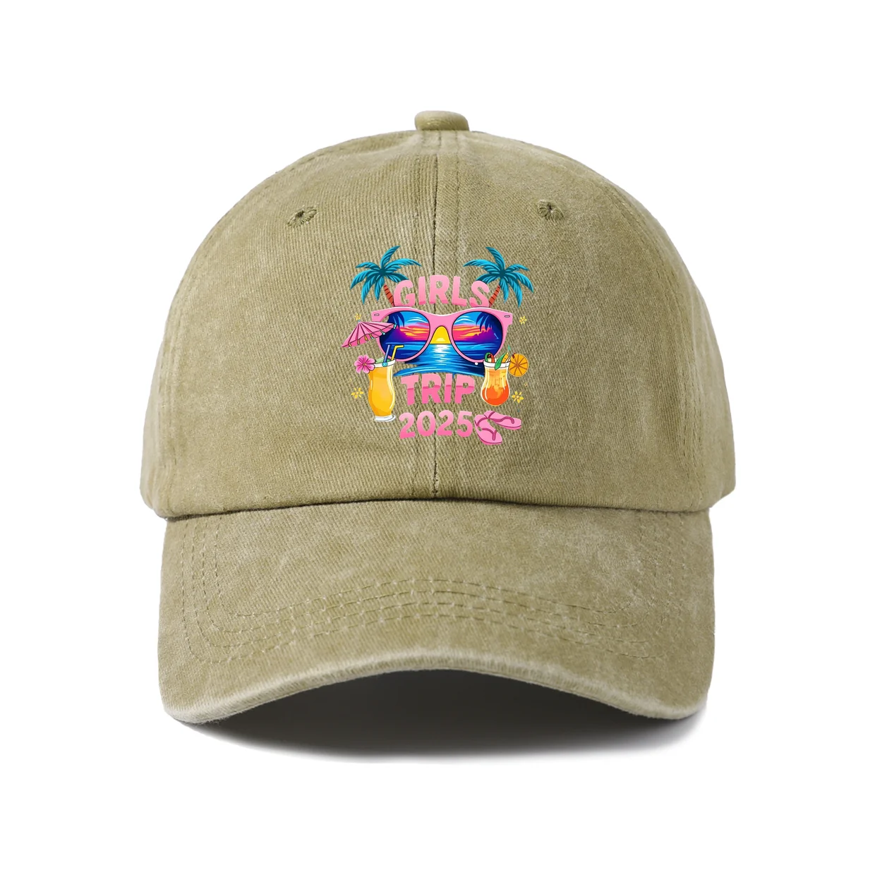 Girls Trip Celebration Graphic Baseball Cap, Vintage Washed Adjustable Unisex Dad Hat, Casual Gift