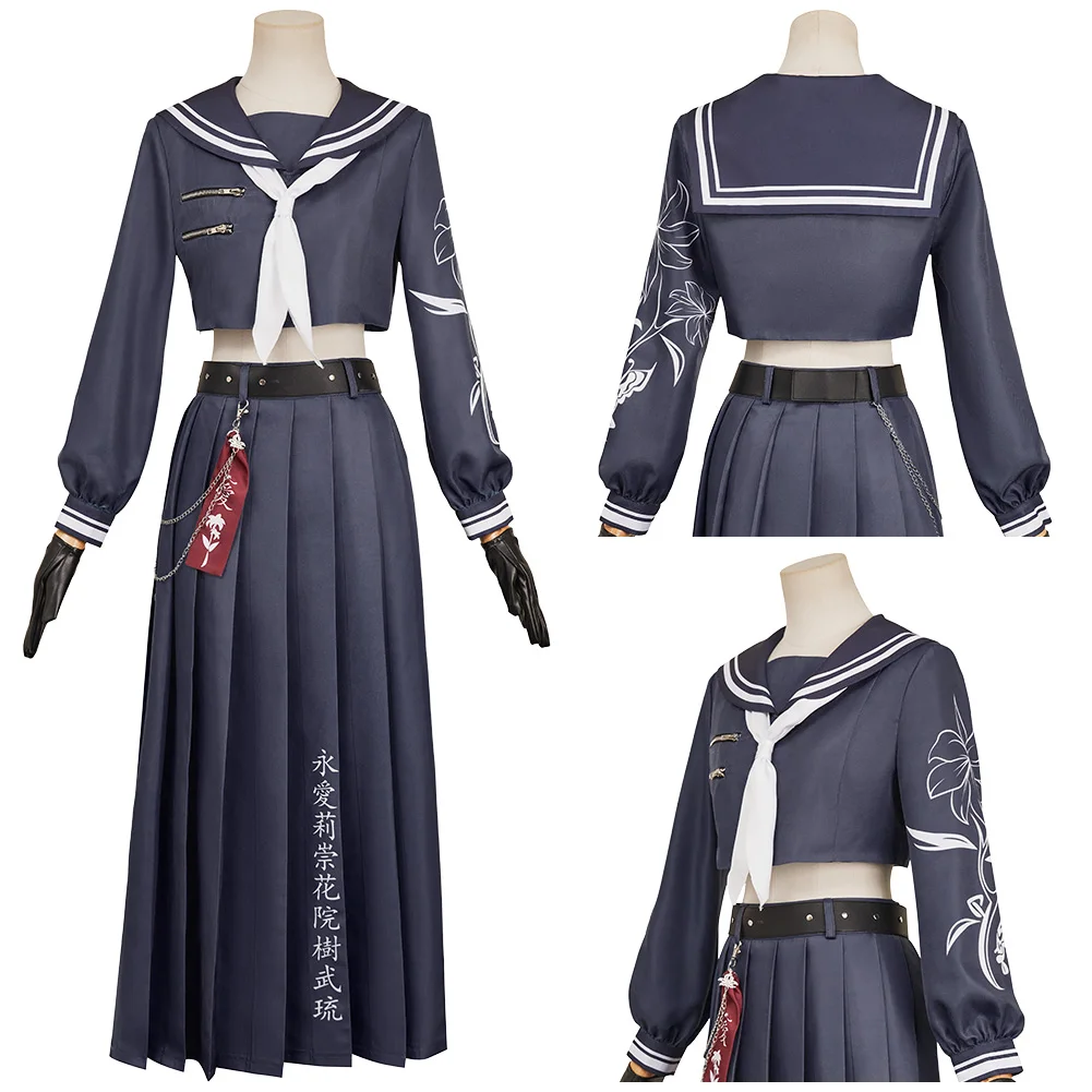 

Aerith Gainsborough Cosplay Costume Fantasy Women Uniform Shirt Skirt Belt Gloves Mask Outfits Halloween Carnival Party Suit