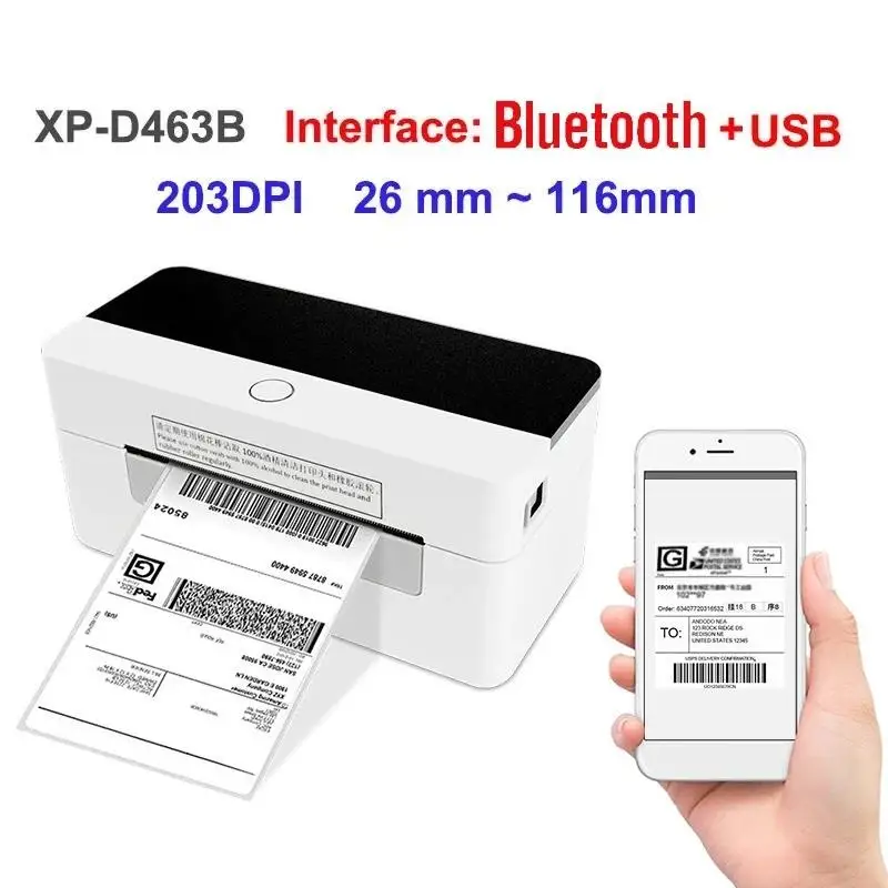 New! 463B Thermal Label Printer 100*100 /150 Bluetooth Shipping Express Barcode Printer POS For MacOS/Windows/Android