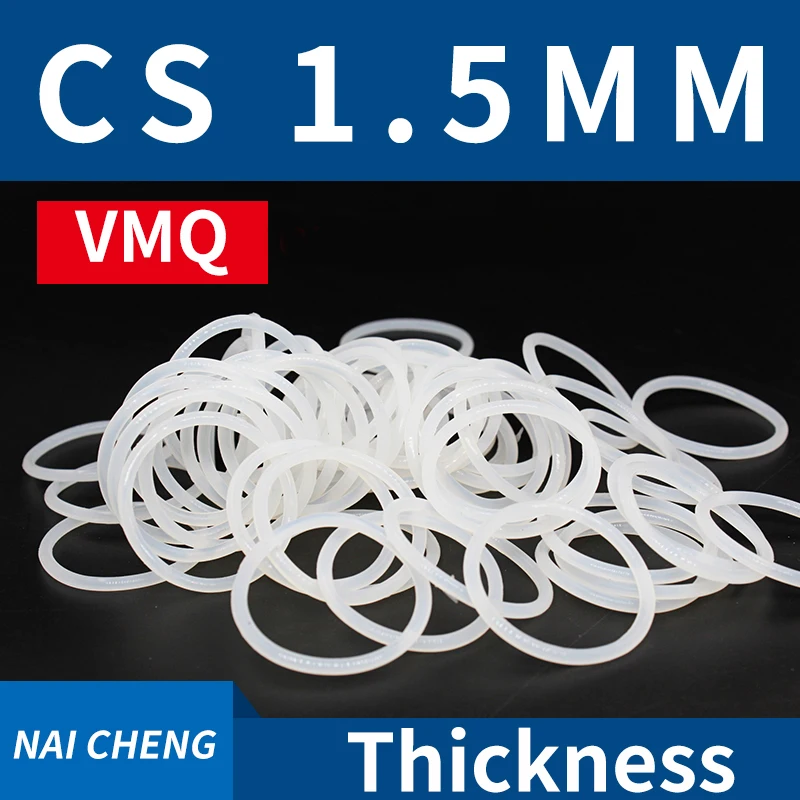 Thickness CS1.5mm White VMQ Silicon Rubber O-rings Seals Gasket Washer Temperature Resistant Waterproof Soft Silicone Ring