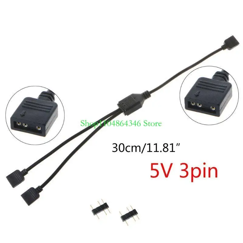 5asd 5V 3Pin RGB Splitter Cable CPU Cooler Extension Cable Connector Adapter Cord Wire PC Fan Power Extension Cable Converter