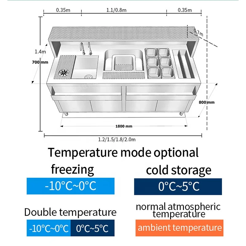 Refrigerated for Shop Kitchen Equipment bar Bartender Workbench