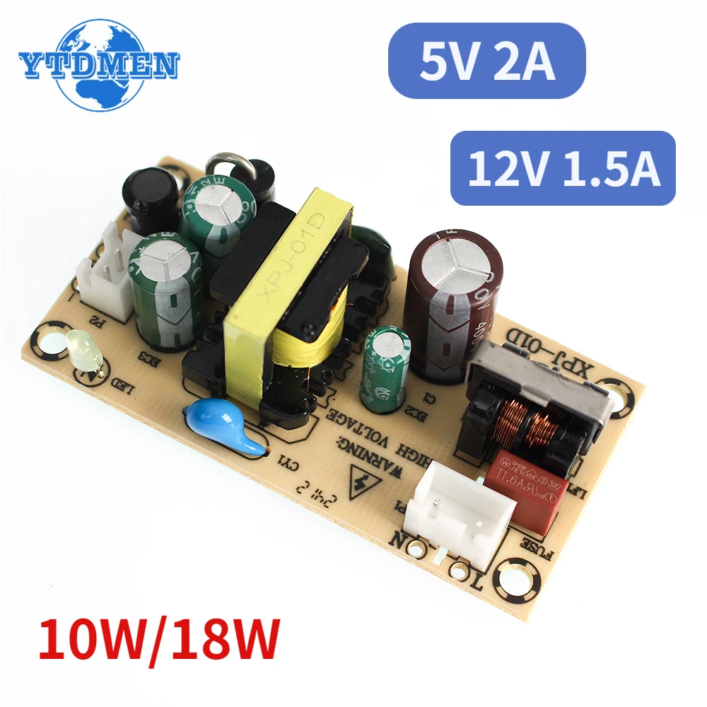 AC-DC 12V 1,5A 5V 2A moduł zasilacza impulsowego goły obwód 100-240V do 12V 5V regulator płytki do wymiany/naprawy