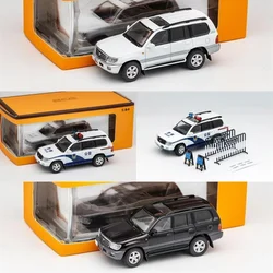 GCD 1:64 Land Cruiser LC100 White / Black / Police car LHD Diecast Model Car