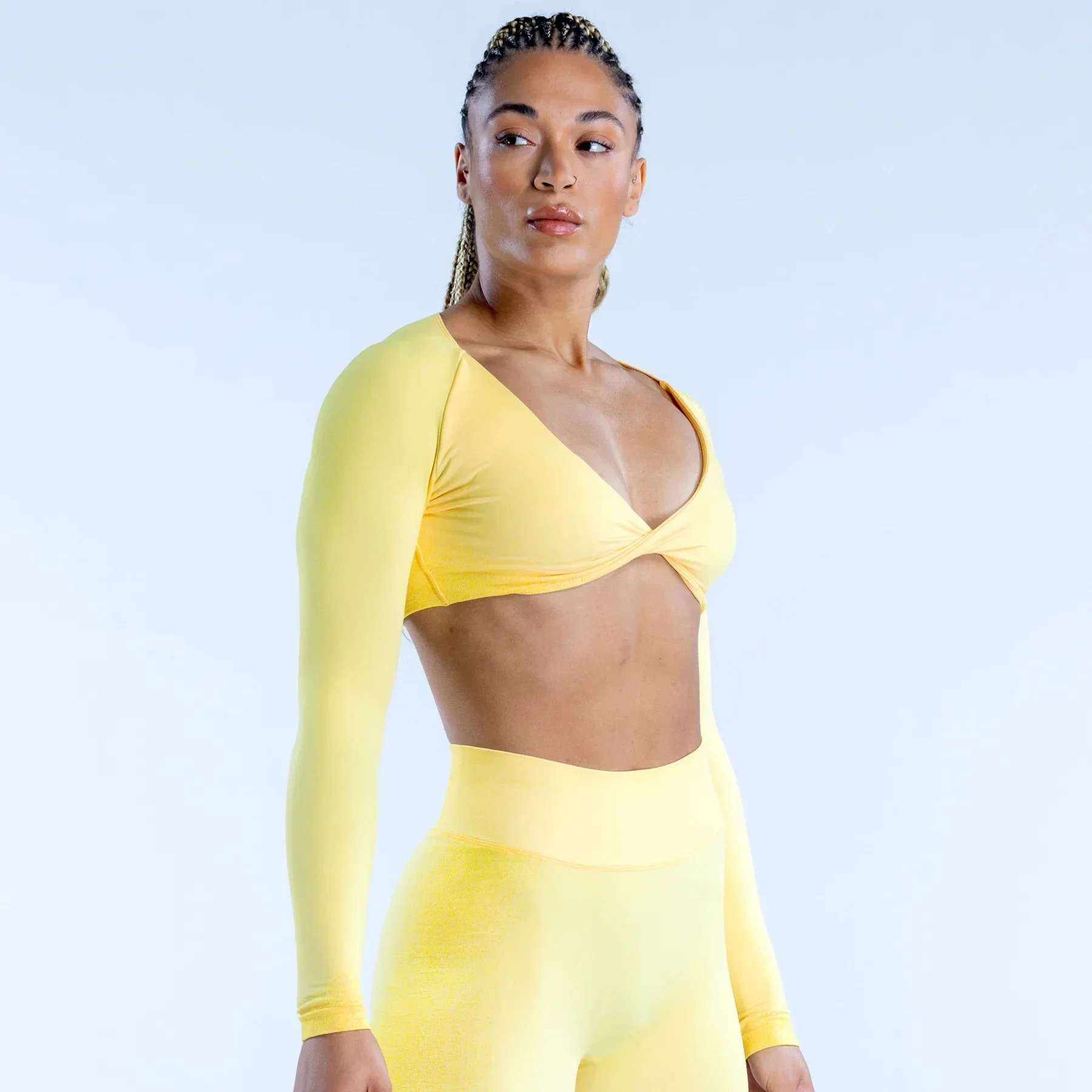 DF Ignite matting pleated seamless yoga sports fitness long sleeve top