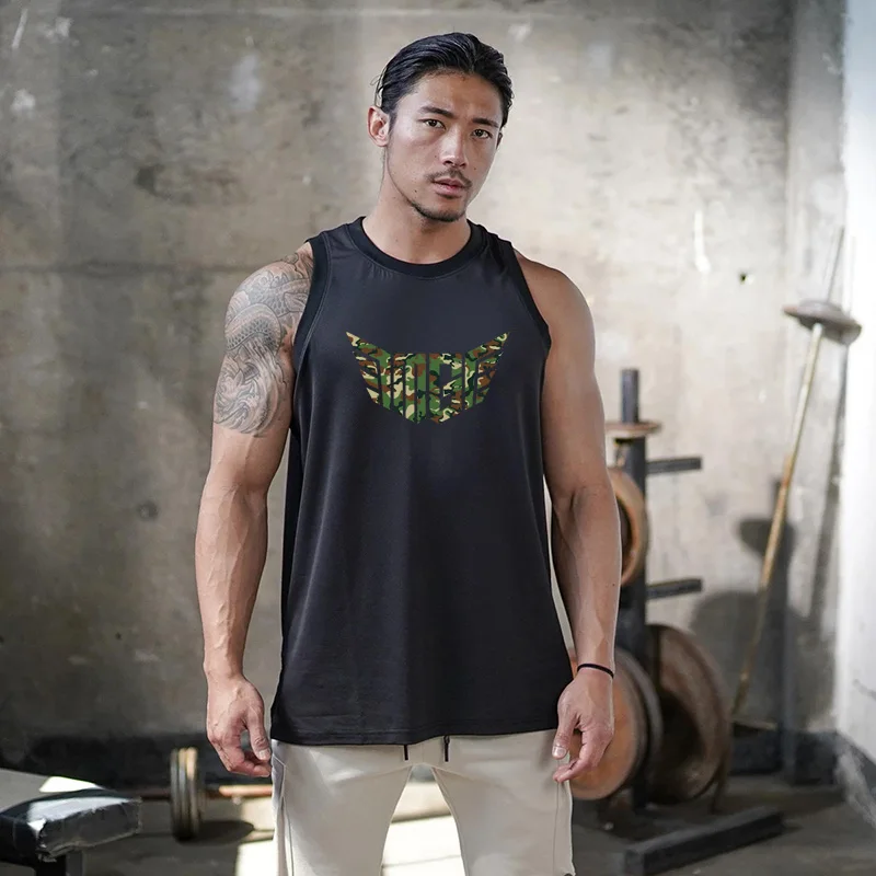 Fashion Men's Breathable Fitness Gym Wear Summer Handsome Daily Printing Tankt Tops Boxing Jogger Sleeveless T-shirts