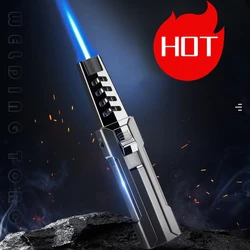 Hot Metal Blue Flame Butane Gas Lighter Spray Gun Kitchen Cooking Smoking Accessories Windproof Barbecue Metal Welding Lighter