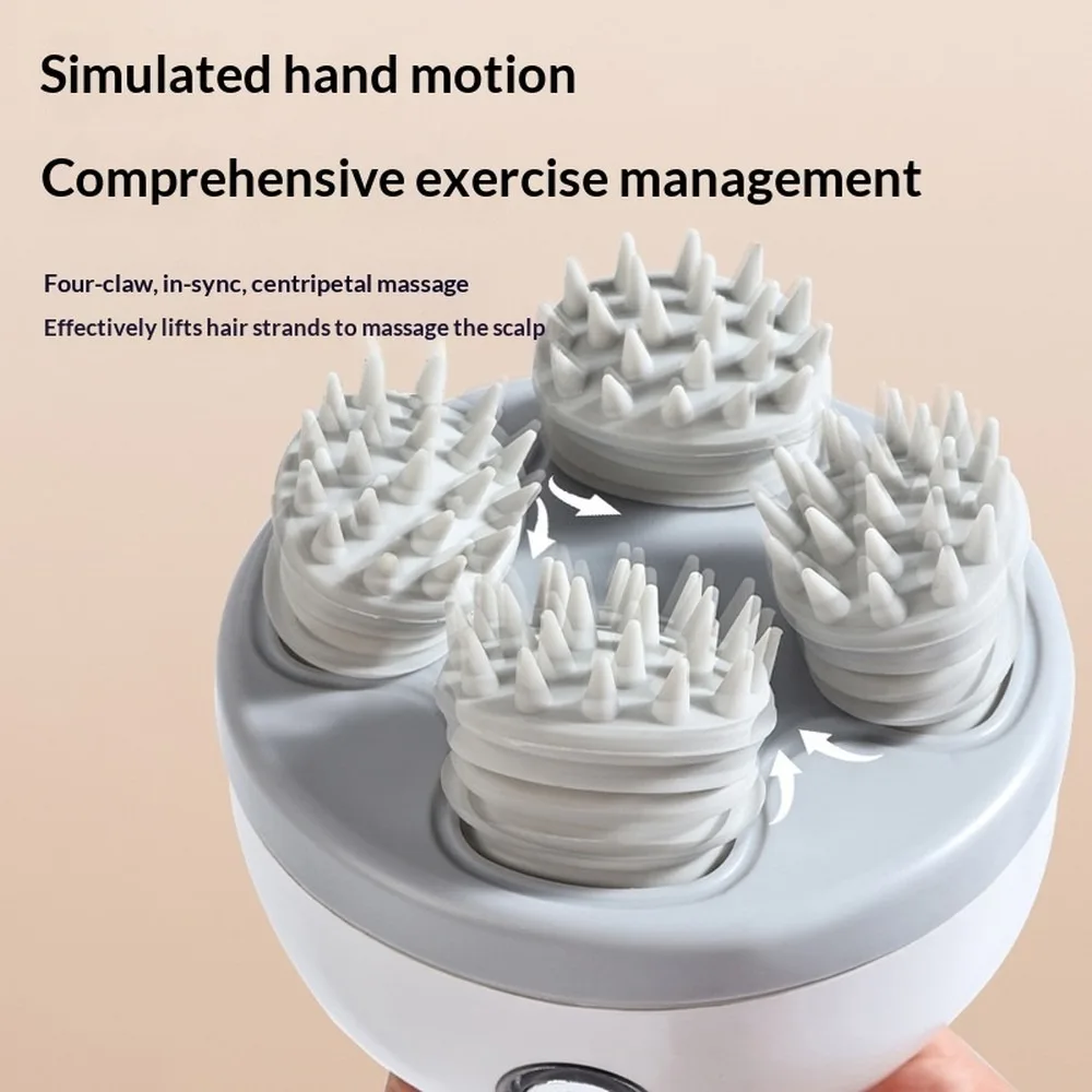 Electric Head Massager Scalp Stress Relief Waterproof Handheld Kneading Acupoint Meridian Brush Rechargeable