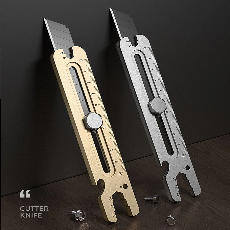 нож Utility Knife Couteau Stainless Steel Cutter 4 in 1 Multifunctional Wrench, 18mm Heavy-duty Leather Wallpaper Cutter