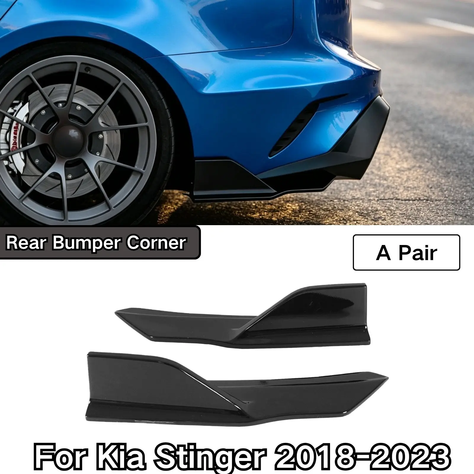 A Pair Of Rear Bumper Corner For Kia Stinger 2018-2023 Glossy Black Diffuser Splitter Carbon Fiber Painted Car Accessories