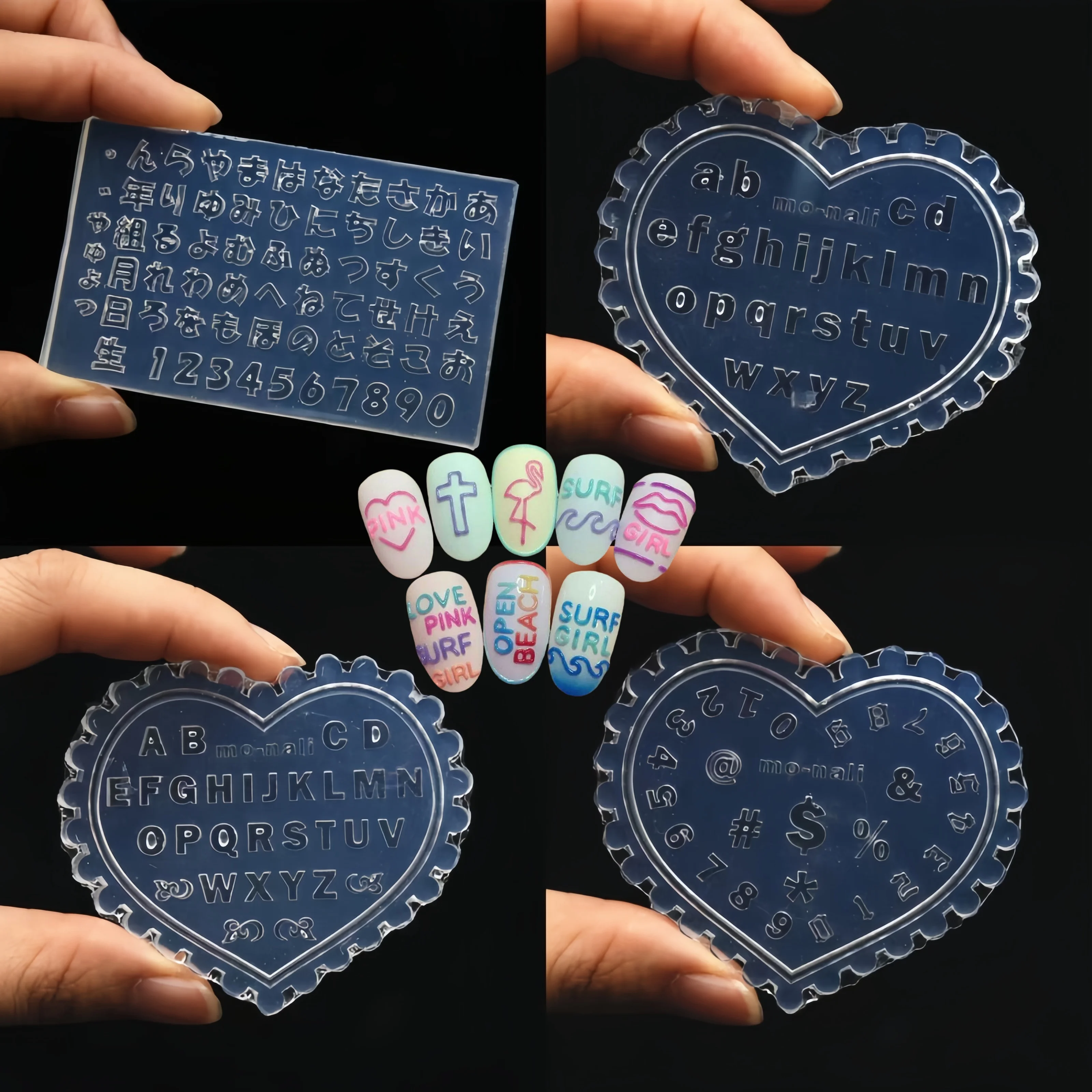 3D Silicone Nail Art Mold - English Alphabet Design, DIY Gel Stamping Template for Manicure & Pedicure, Odorless UV Gel Craft To
