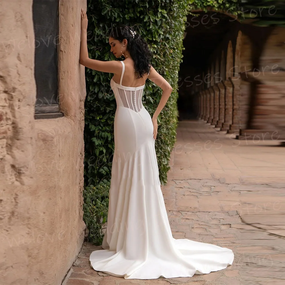 Elegante Meerjungfrau frauen Brautkleider Sexy Spaghetti-trägern Angepasst Braut Kleider Ärmellose Backless Vestidos De Novia Boda