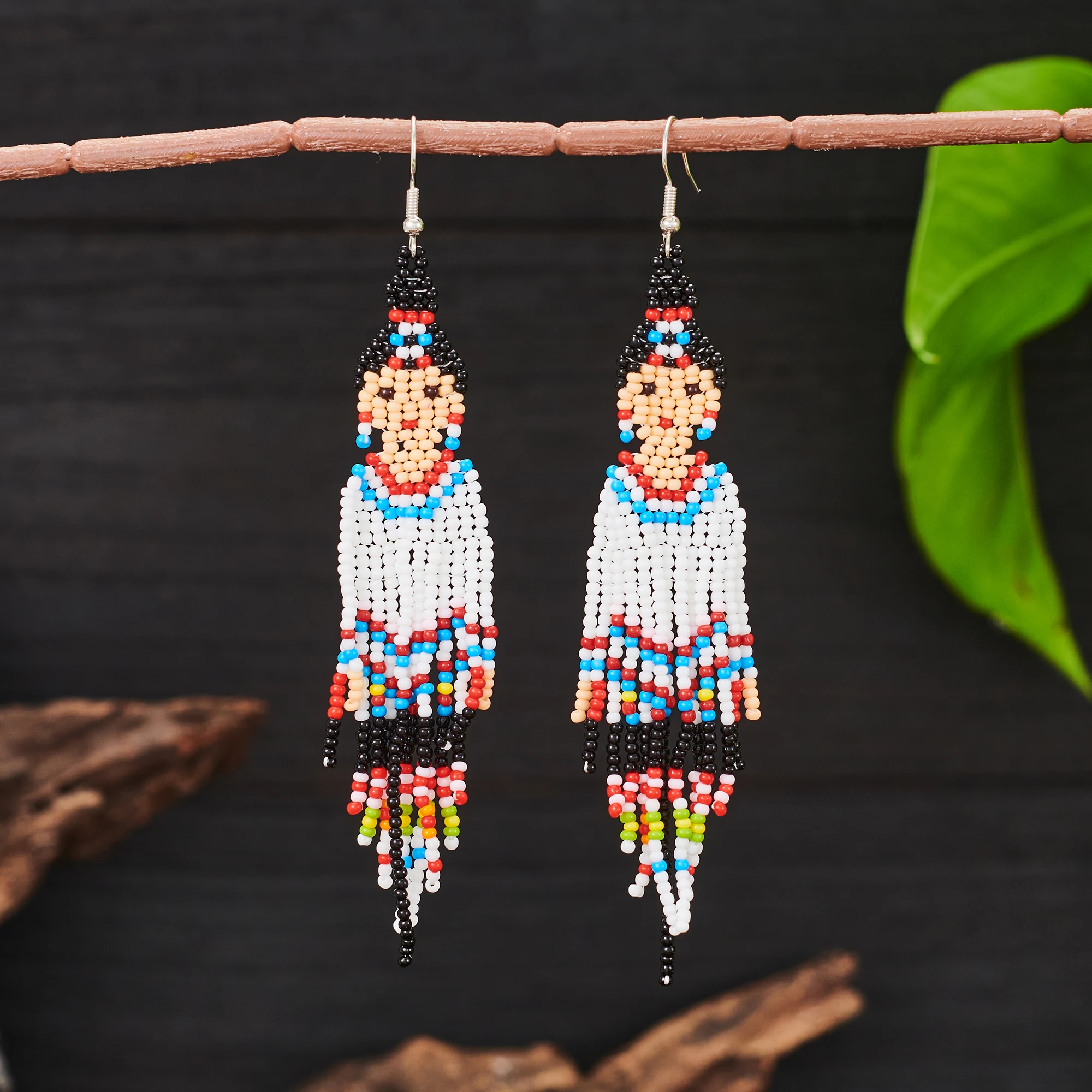 Bohemian tassel earrings, character earrings, boy and girl earrings couple earrings