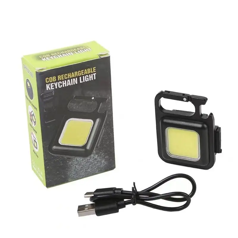 Mini Portable Keychain Lamp, COB Lanterna, Tocha EDC, ao ar livre, à prova d'água, Emergência, Camping, Pesca, Luzes de trabalho, 4 Iluminação