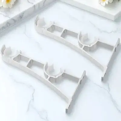 

2pcs Curtain Rod Bracket Aluminum Alloy Holder Rust-Resistant Heavy Duty Double Brackets For Curtain Rods Easy Install White