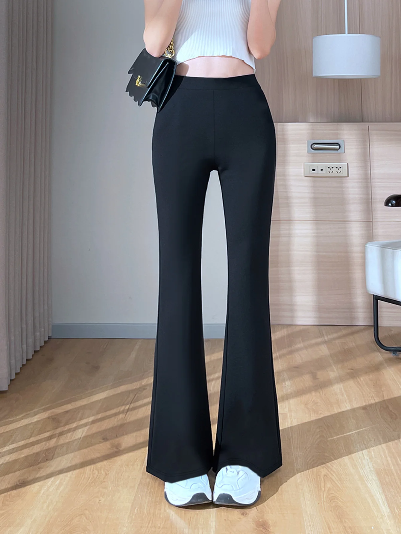 

New autumn and winter 2024 women's plus size knitted fabric elegant British style versatile tight pants
