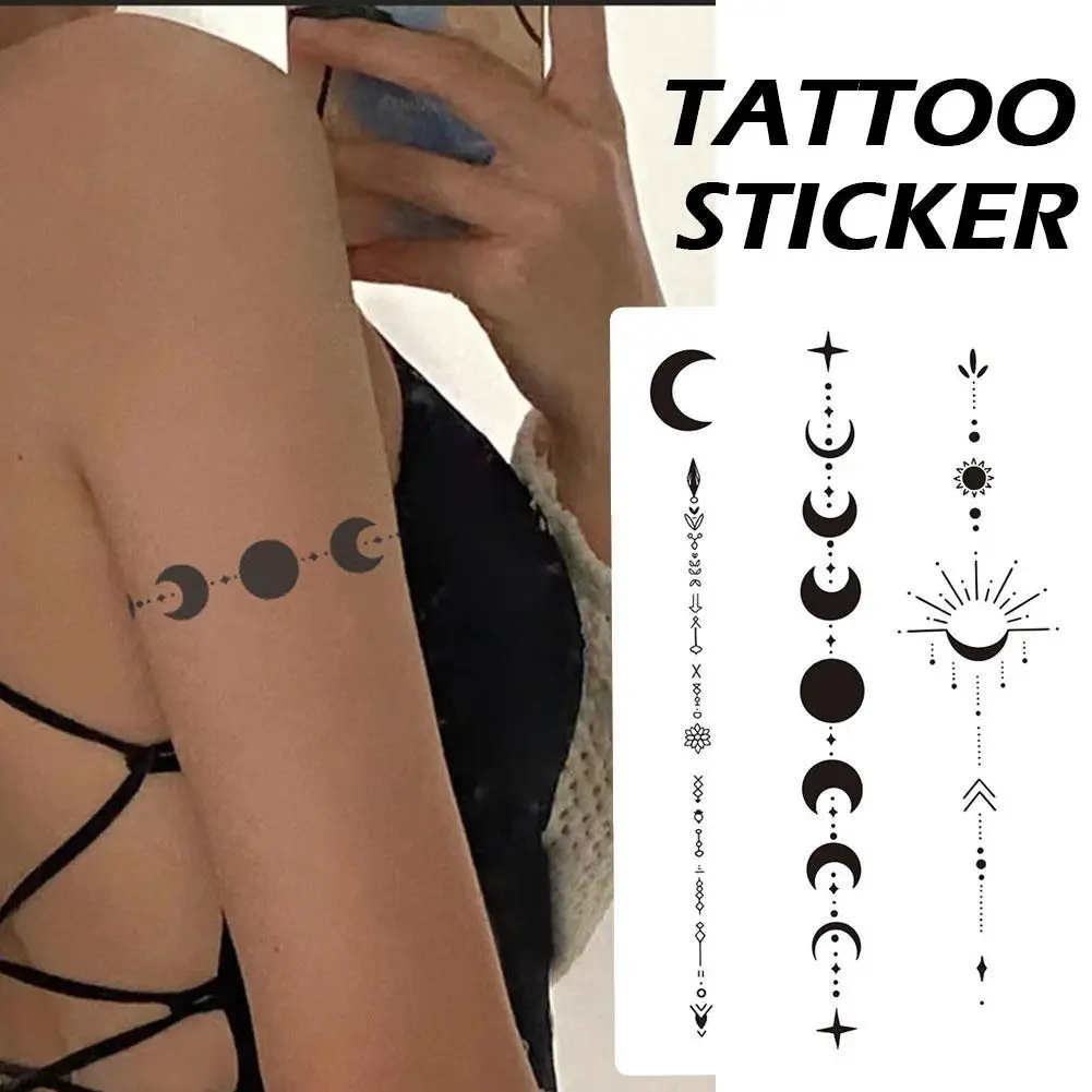 New Moon Temporary Tattoo Stickers High-end Waterproof Essence Chest Tattoo Simulation Arm Long-lasting Pad Plant Herbal Ma N2B0