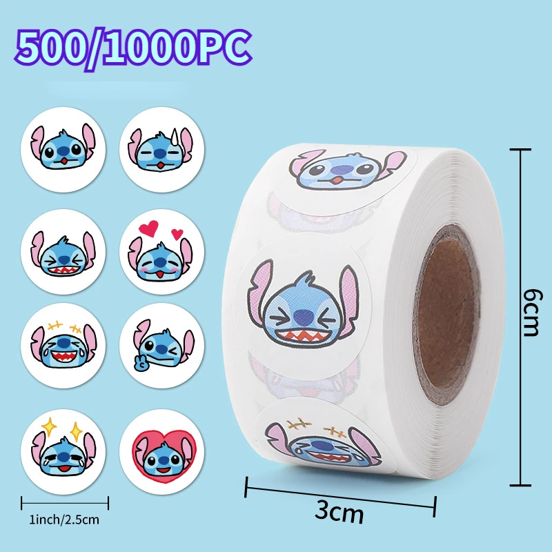 500PC/Roll Anime Lilo Stitch Stickers for Boys Girls Kids Classroom School Prizes Reusable Decoration Stickers for Water Bottle