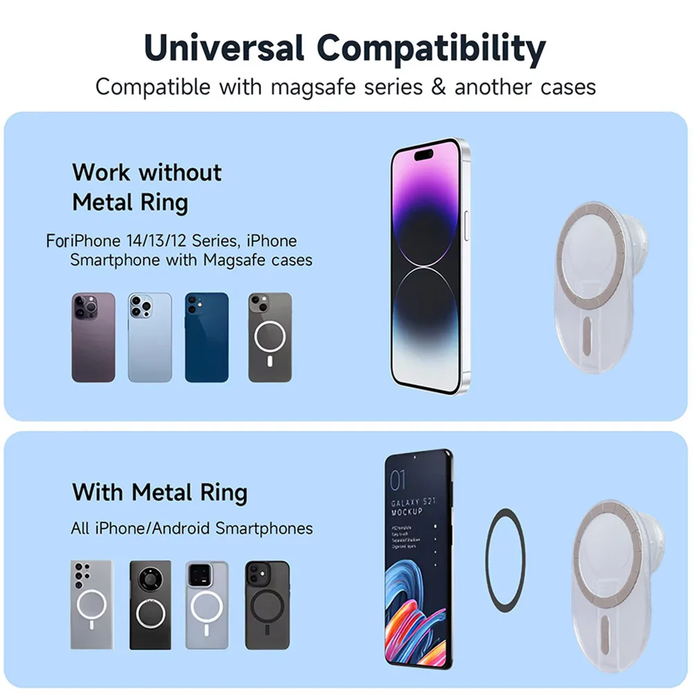 Pemegang soket saku Griptok telepon seluler magnetik dengan dua penyangga dukungan untuk IPhone Samsung braket dudukan pemanjangan jari