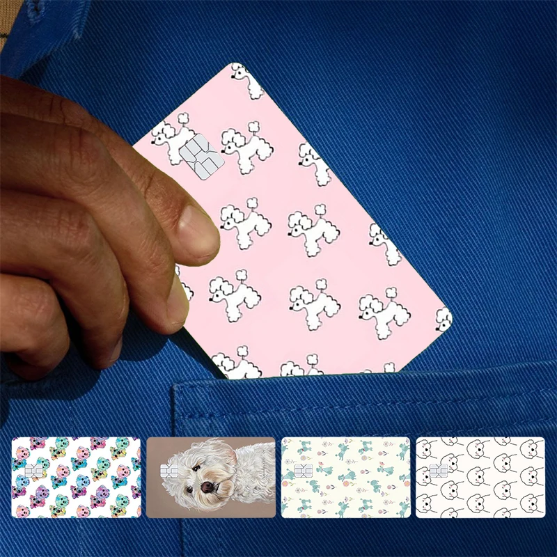 Poodle Dog Cartoon Cover Skin Sticker For Credit Card Bank Debit Bus Card Front Side