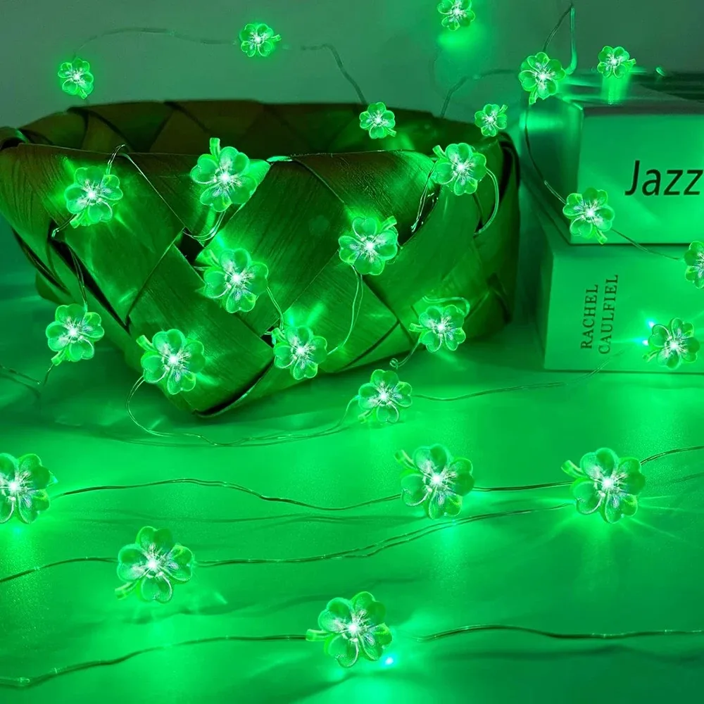 Clover LED String Lights Indoor Decorative Green Lights for Home Party Festival Holiday Atmosphere Decor