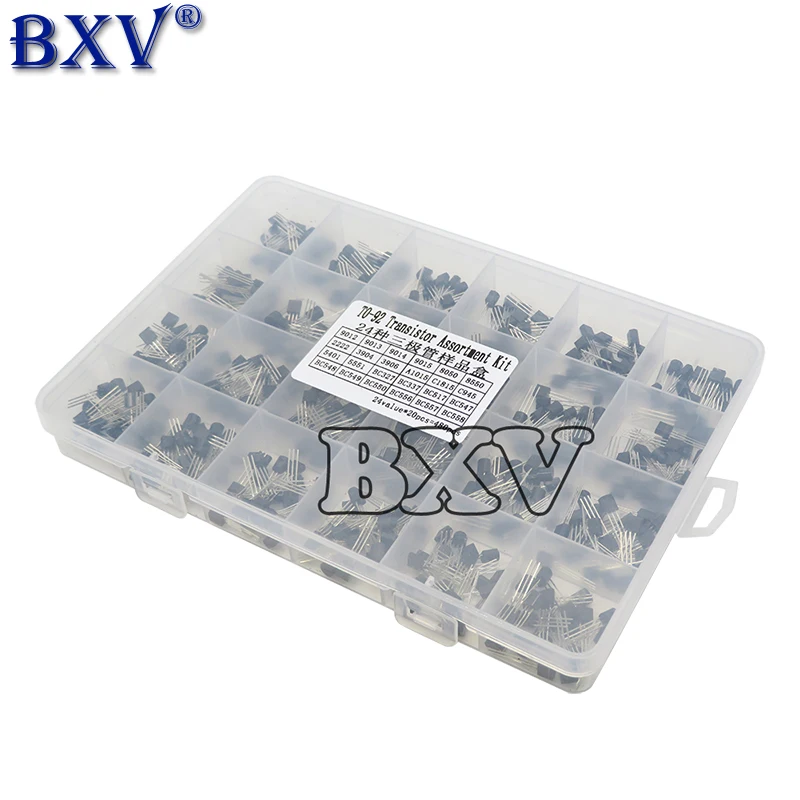 24Values*20PCS TO-92 Transistor Assortment Assorted Kit Each BC327 BC337 BC517 BC547 BC548 BC549 2N2222 3906 3904 5401 5551