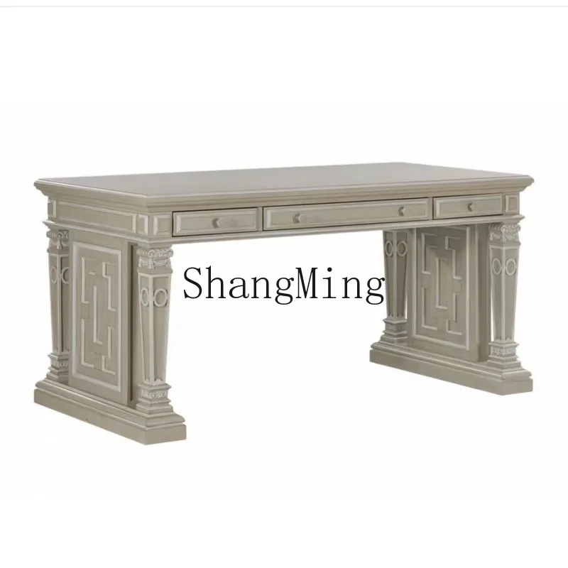 FG good-looking  solid wood desk home desk log design high-end computer desk antique bookcase