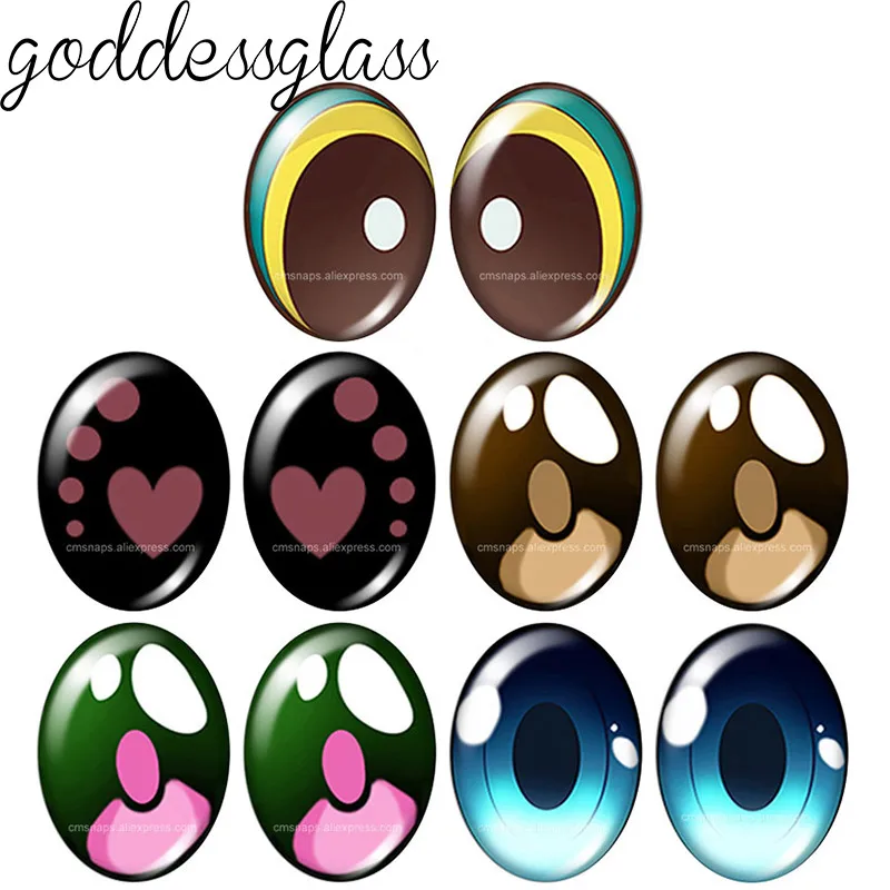 

5pairs Cartoon Doll crystal Eye Vivid pupils 10x14mm/13x18mm/18x25mm Oval photo glass cabochon demo flat back Making findings
