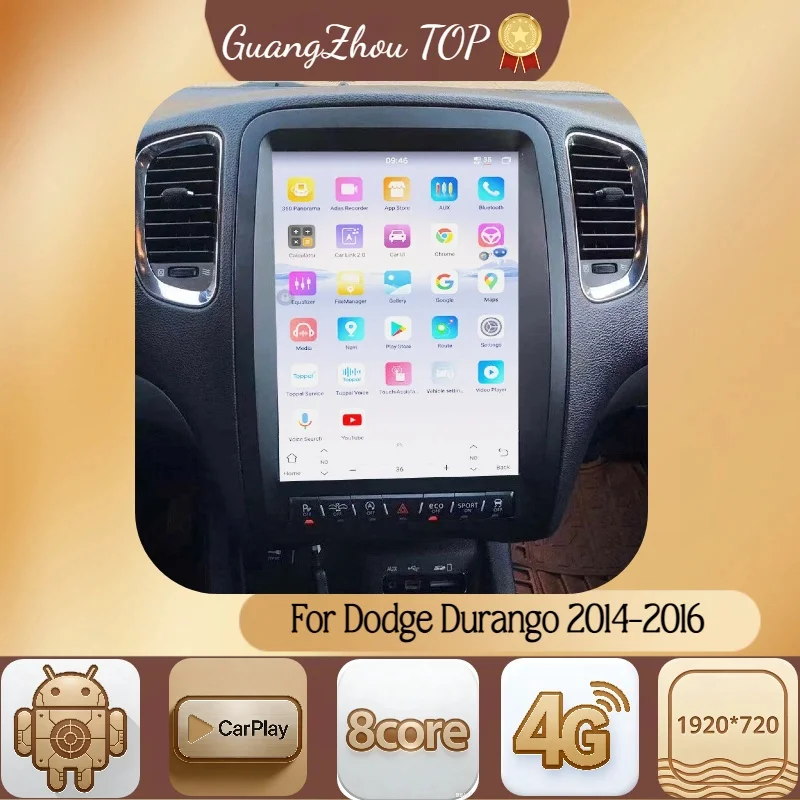 13.8 Polegada android 13 qualcomm rádio do carro para dodge durango 2014 2015 2016 carplay navegação gps reprodutor multimídia tela de toque