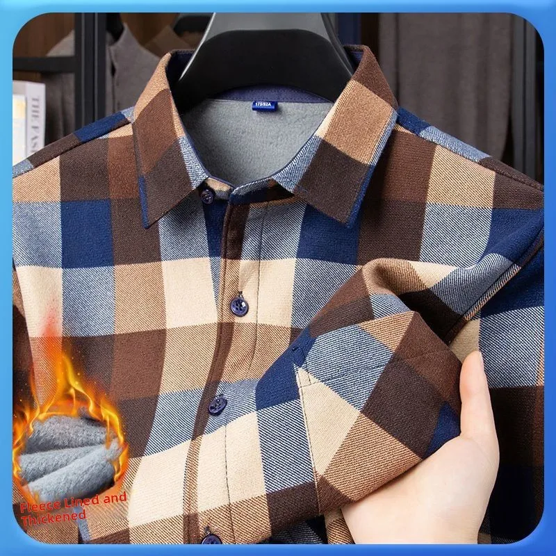 

Мужской базовый слой Retro Fce Lined Thiened Long Sve irt Warm Brued Dad Sle для среднего возраста и лет