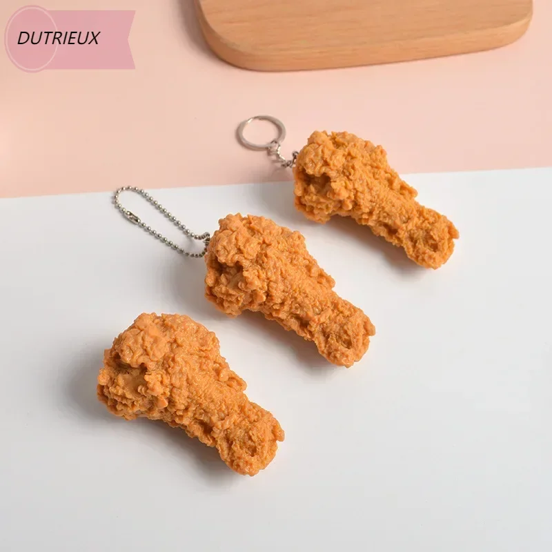 

Fried Chicken Simulation Food Keychain French Fries Drumstick Chicken Nuggets Key Chain Restaurant Client Gift Chef Cook Keyring