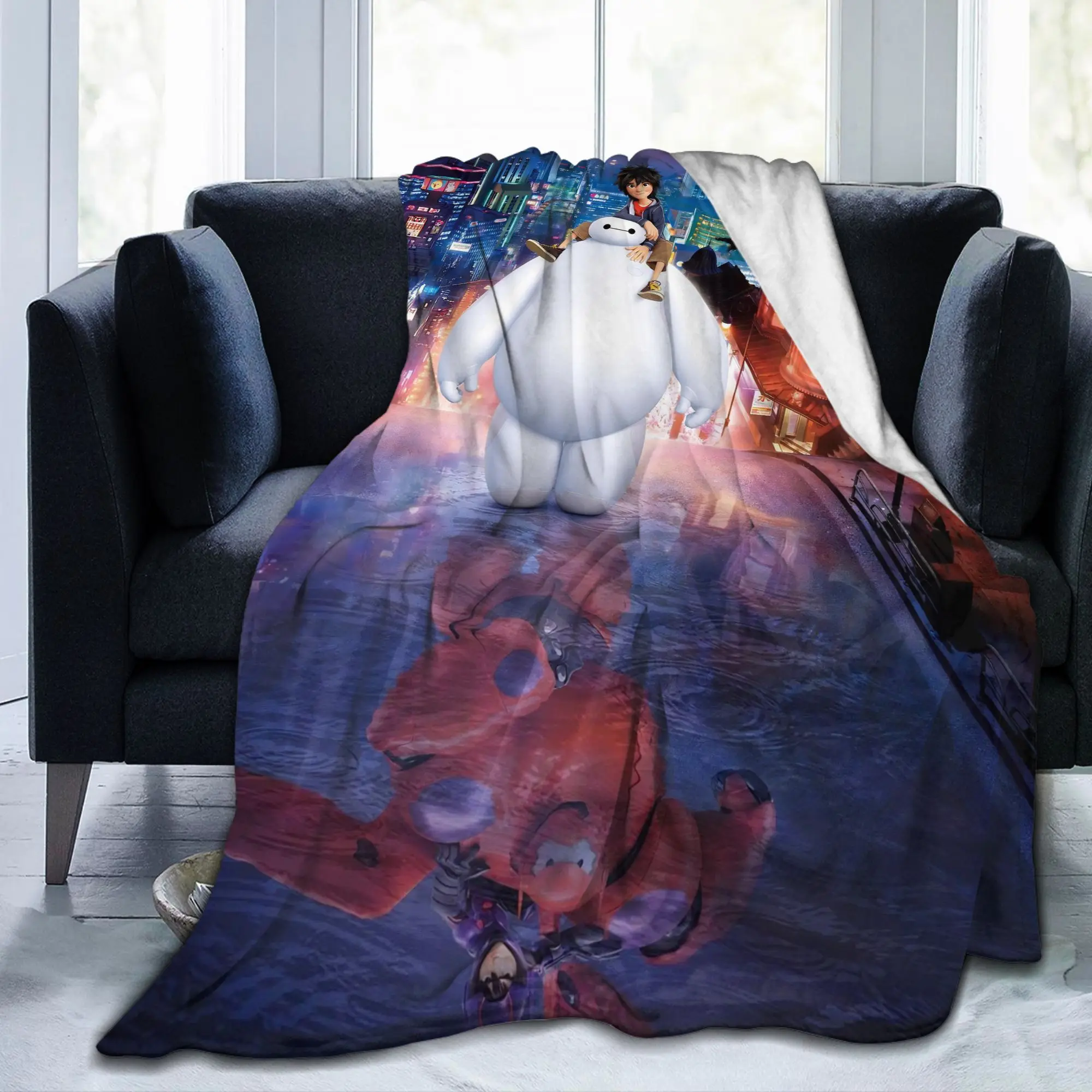 كبير بطل Baymax درع غطاء بطانية الصوف هيرو حمادا الدافئة رمي بطانية لسيارة لحاف تنفس #2