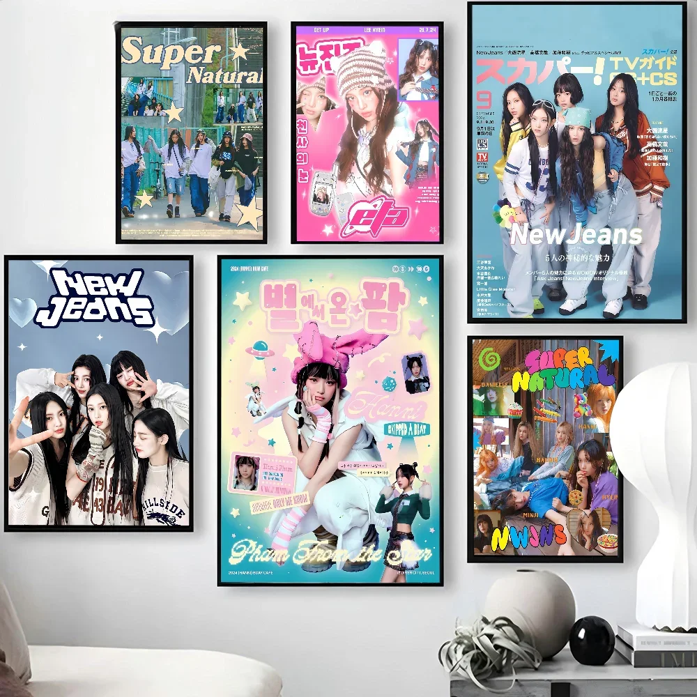 1 قطعة مجموعة فتاة K-pop الكورية N-Newjeans N-NJZ ملصق ورقة طباعة غرفة المعيشة المنزلي غرفة نوم مدخل بار مقهى الفن اللوحة #3