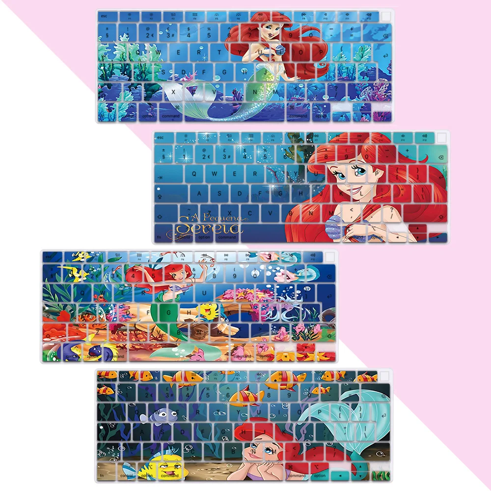 

EU Layout Color Print Soft Silicone Cute Princess Ariel Keyboard Cover For Macbook 2020 Air A2179 A2337