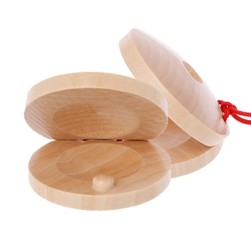 Wooden Castanets Wood Percussion Flamenco Musical Instrument Kids Children Toddler Toys