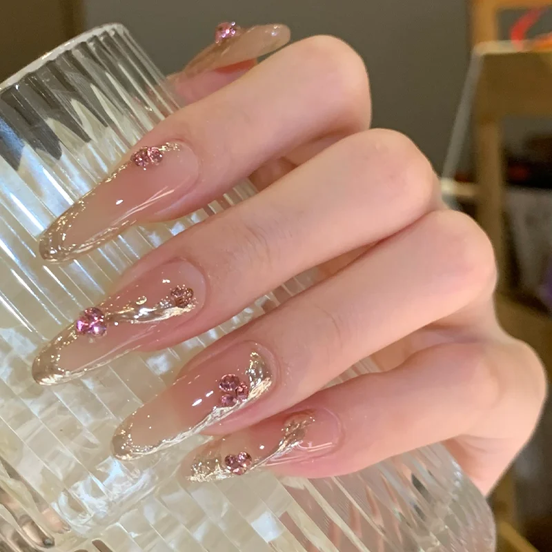 

Handmade Nail Art Wearing Nail Long Almond White Slender Wearing Finished Set Nail Patch Custom Products