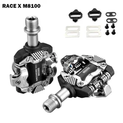 RACEWORK SPD XT Pedals X-M8100 with SM-SH51 Cleats Self-Locking Pedals DU Bearing Mountain Bike Pedals Die Casting Carbon Fiber