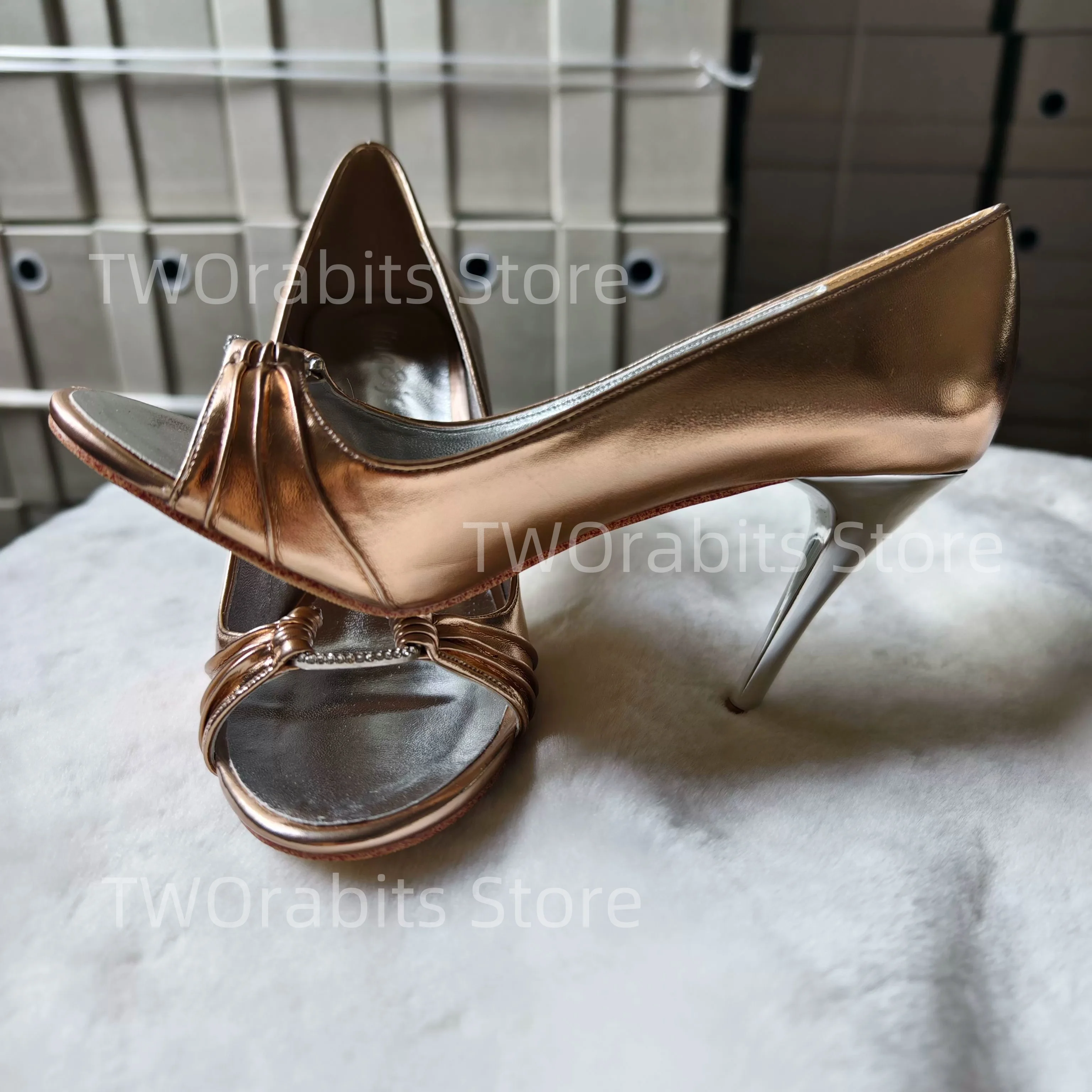 Vestido de tacón Sexy con punta abierta, zapatos de Mujer con hebilla de diamante, Sandalias de diseño para Mujer, Sandalias de fiesta de lujo para Mujer, Talons de baile para Mujer