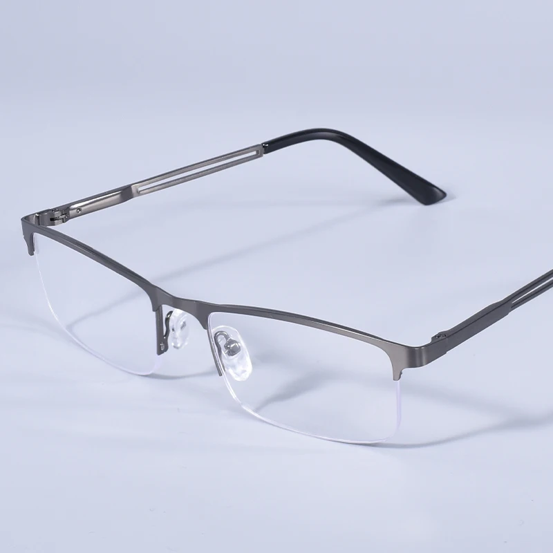 2025 männer Blau Licht Blockieren Lesebrille Metall Halb Rahmen Brillen Mit Frühling Scharnier Computer Reader + 175 + 225
