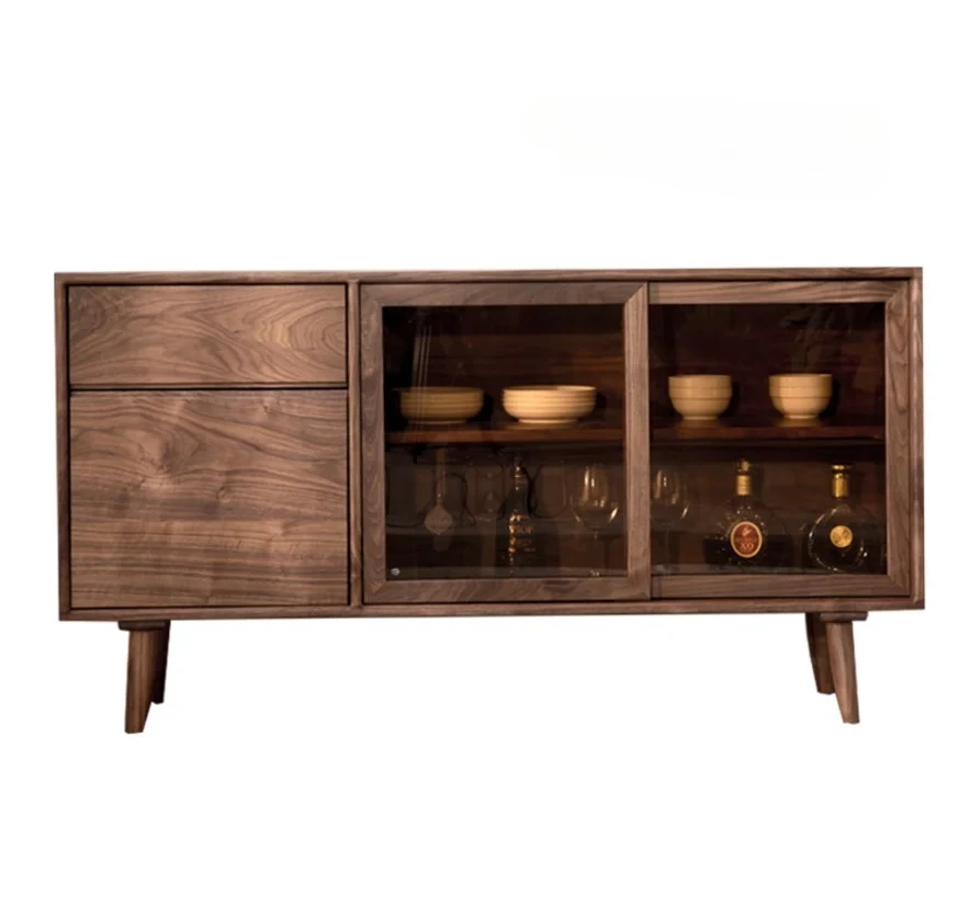 

Шкаф-буфет из массива дерева, черный орех, большая вместимость, стеклянный шкаф с двойной дверью, входной шкафчик