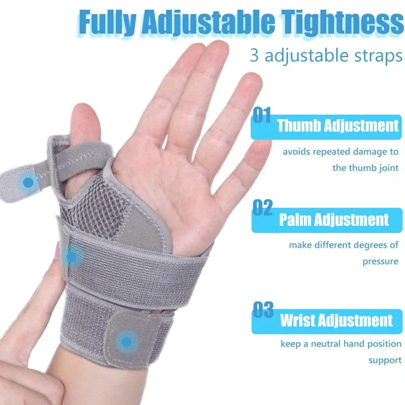 Flexível Splint Wrist Support Brace, protetor de polegar respirável, guarda se endireita e mão esquerda, artrite, tendinite, 1pc