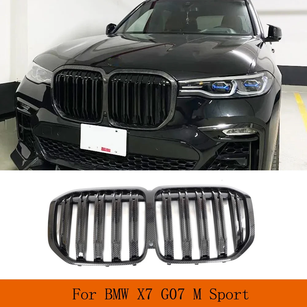 

Car Front Kidney Grille Grill For BMW X7 G07 M Sport 2019-2021 Double Line Front Car Body Kits Prepreg Dry Carbon Racing Grill