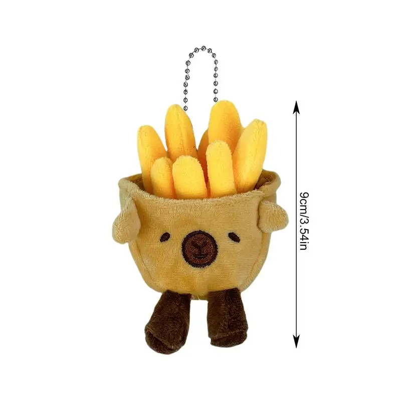 Capybara-Llavero de peluche con forma de comida para mujer, muñeco divertido de patatas fritas, colgante para mochilas, bolsas y llaves