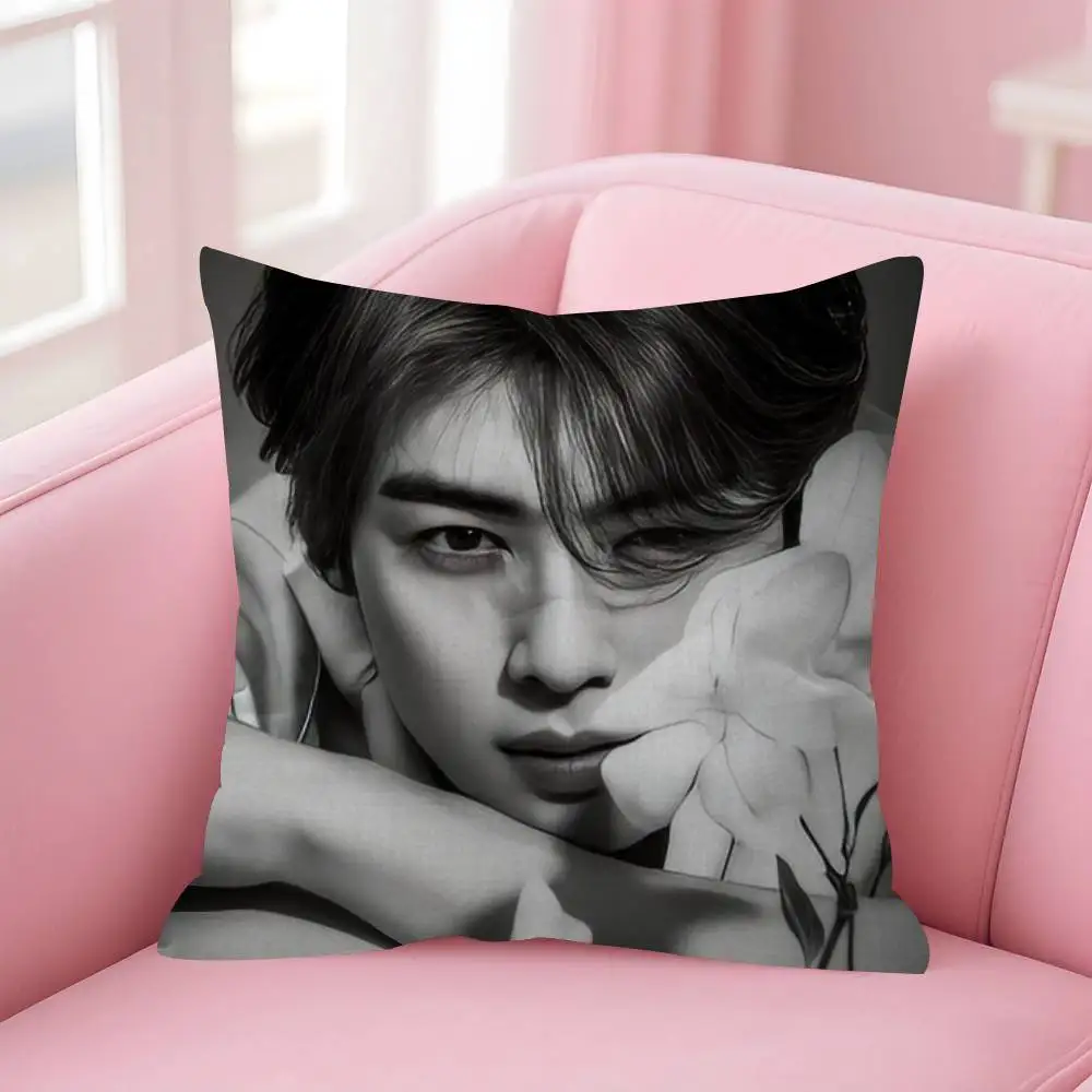 Singer Cha ido EunWoo Doppelseitig bedruckter Kissenbezug aus kurzem Plüsch. Geeignet für Wohnzimmer, Schlafzimmer, Sofas, Dekokissenbezüge – Detail 4