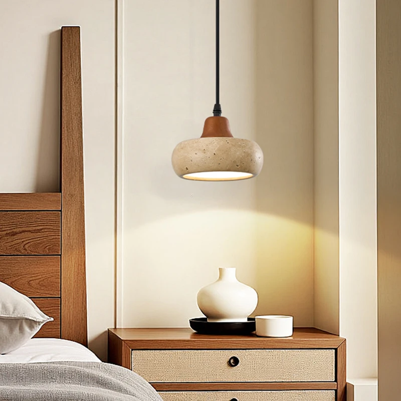 Yellow cave stone bedroom headboard ancient wabi sabi style eye protection homestay retro circular front desk Pendant Lights