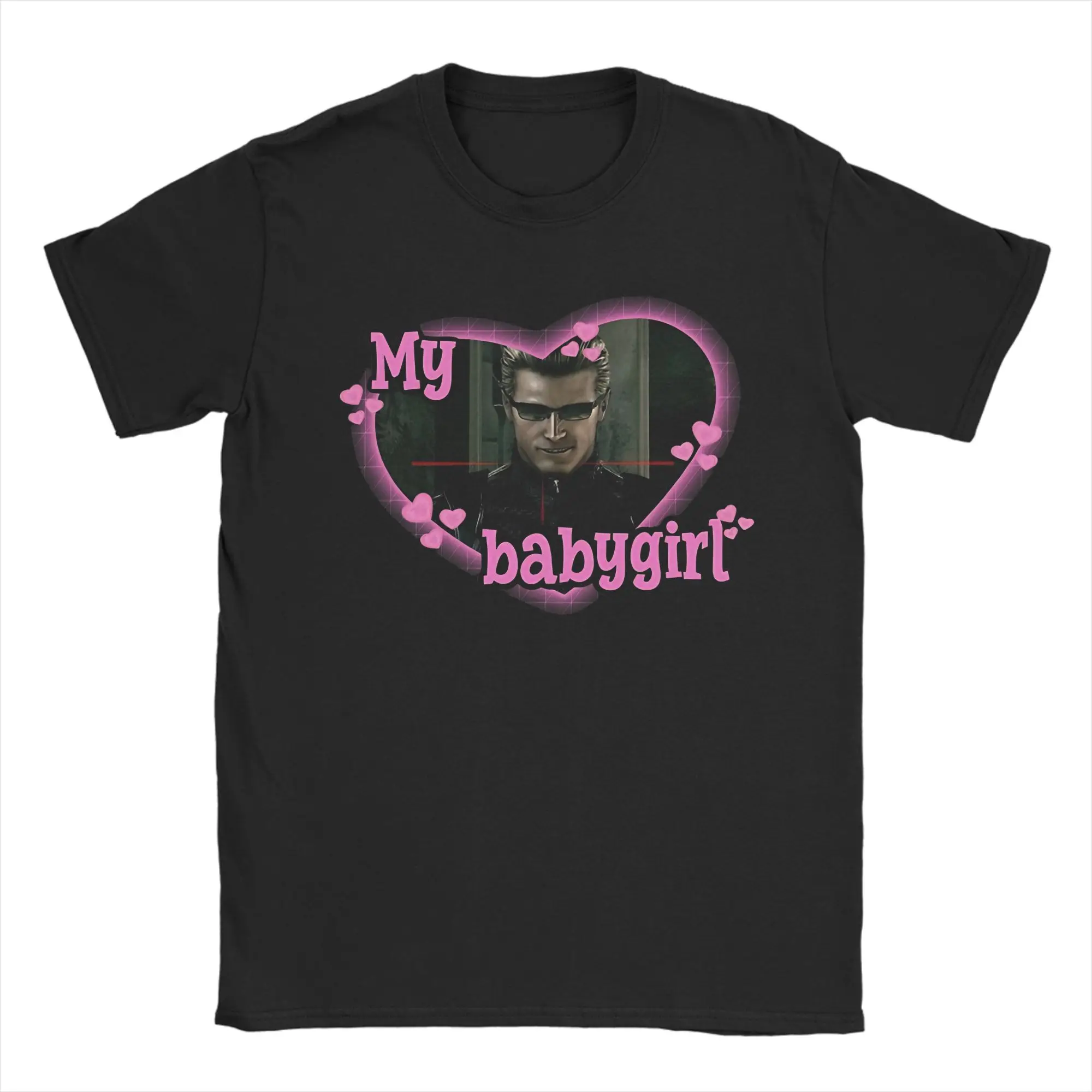 My babygirl Albert Wesker T-Shirt Men  Casual Cotton Tee Shirt Crewneck Short Sleeve T Shirt Printed Clothing