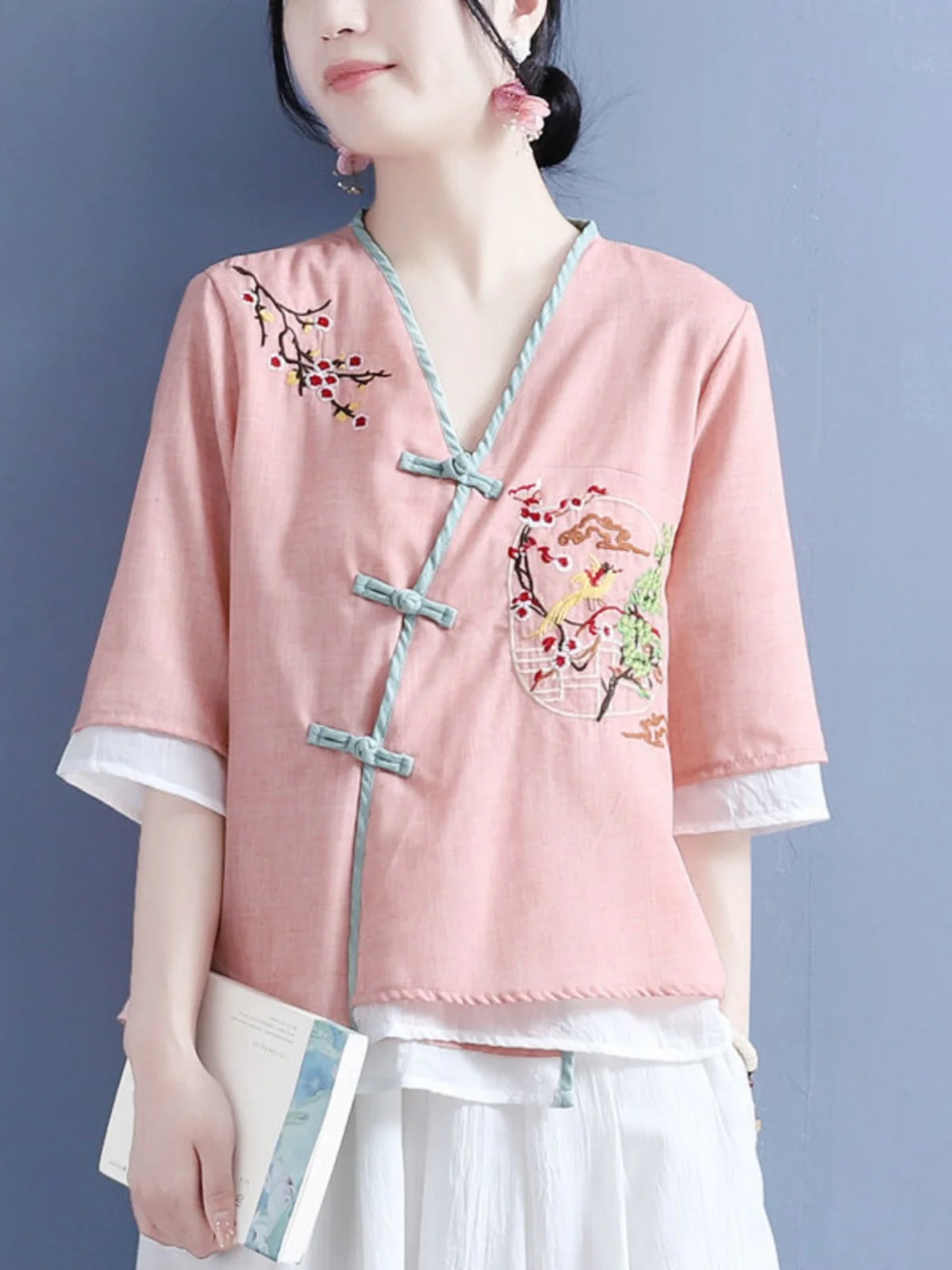 

Летнее женское платье из вышитого хлопка и льна в китайском стиле для офиса, модное, в стиле республики Китай