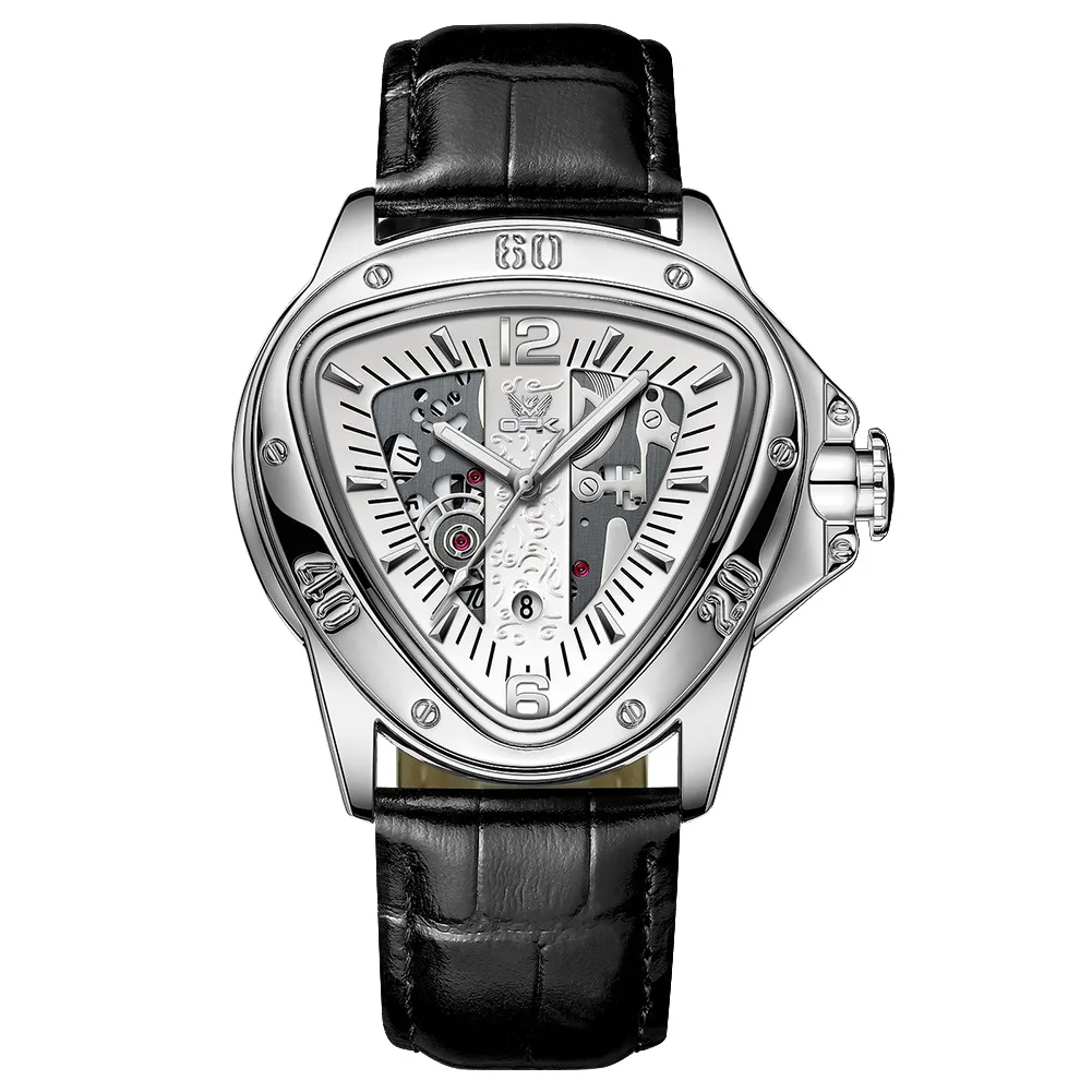 OPK Brand mens watch Fashion Casual Triangle Big Dial Quartz Watch reloj hombre Watch Men relogios masculino