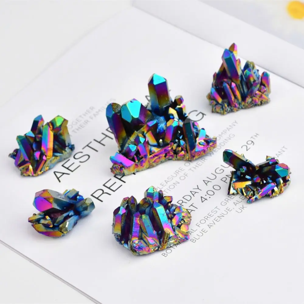 Degaussing Home Decoration Rainbow Titanium Quartz Rough Grinding Stone Ornaments Reiki Stone Specimen Mineral Crystal Cluster